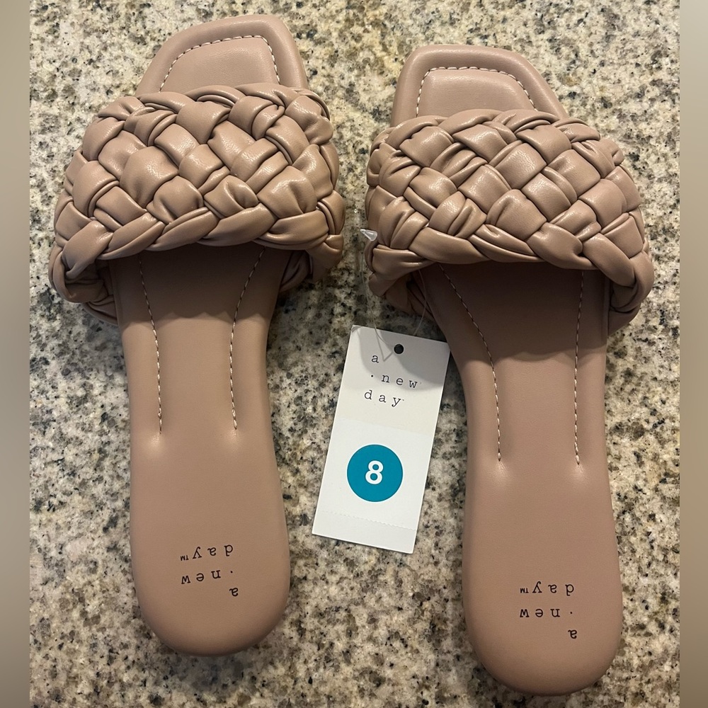 Tan Woven Slide Sandal